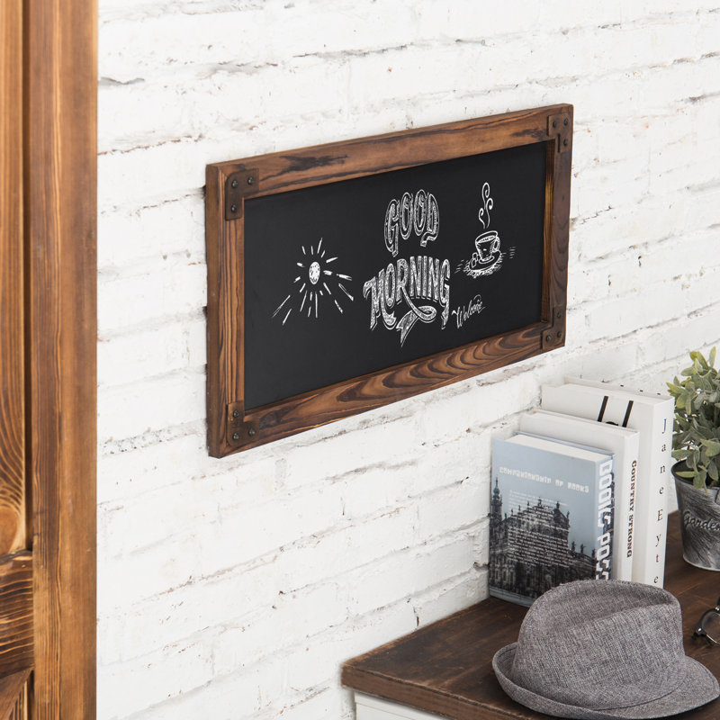 Wall Mounted Chalkboard 64.9cm H x 32cm W, Brown Wood