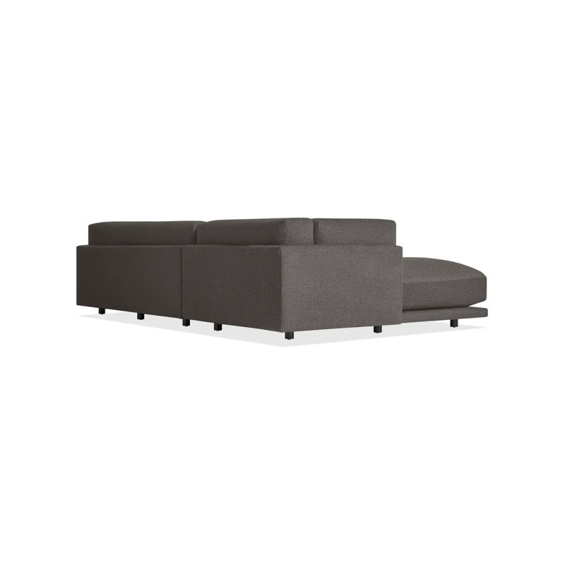 Sunday Chaise Sectional, Kelso Charcoal 100% Polyester, Right Hand Facing