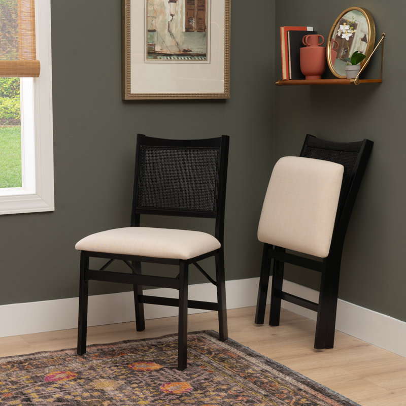 Donner Foldable Cane Back Dining Chair, Black