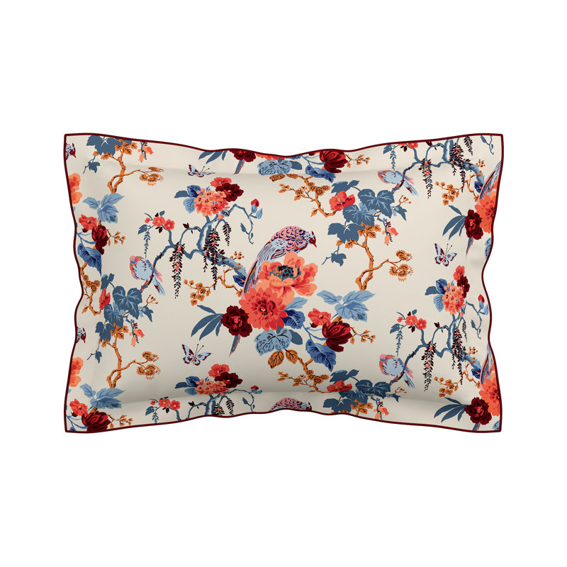 Chinoiserie Charm Cotton Floral Bedding with Pillowcases Included, Single Dovet Cover + 1 Oxford Pillowcase
