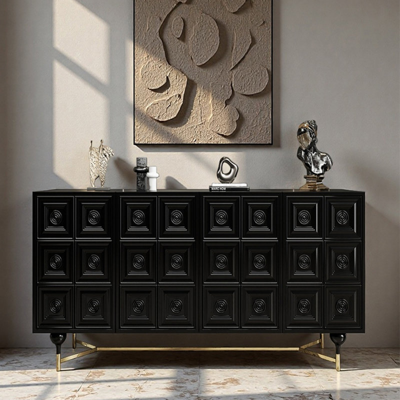 Armoire de hall d'entrée italienne de luxe, H 35,4 po x l 59,1 po x P 15,7 po , Noir
