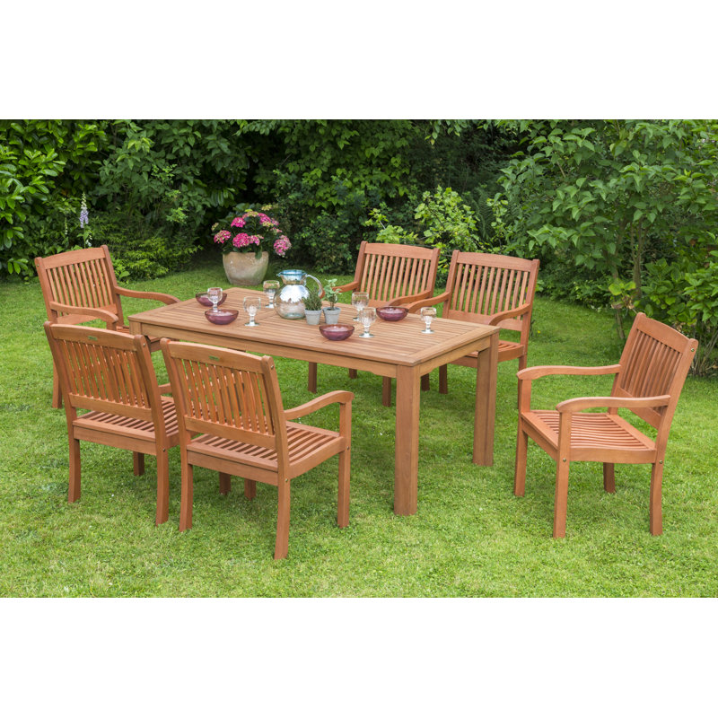 Adalgis 6 - Person Wood Patio Dining Set with Rectangular Table