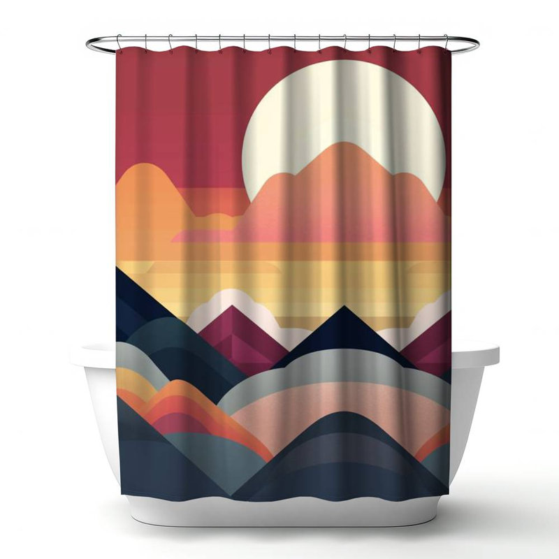 Shower Curtain PA24 – Polyester Shower Curtain, Dye Sublimation Print, 71" W × 74" L