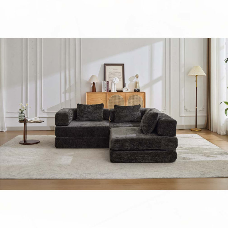 Canapé-lit Chenille, Chenille noir