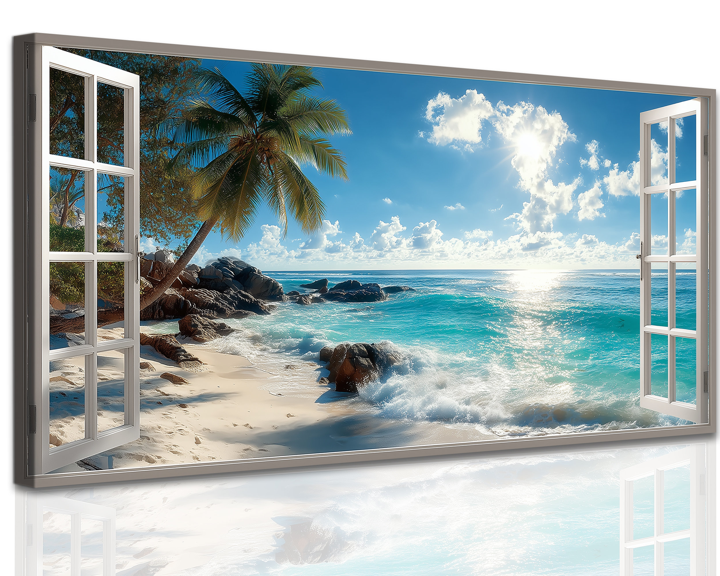 The Holiday Aisle® Beach Canvas Wall Art Open Window Prints Tropical ...