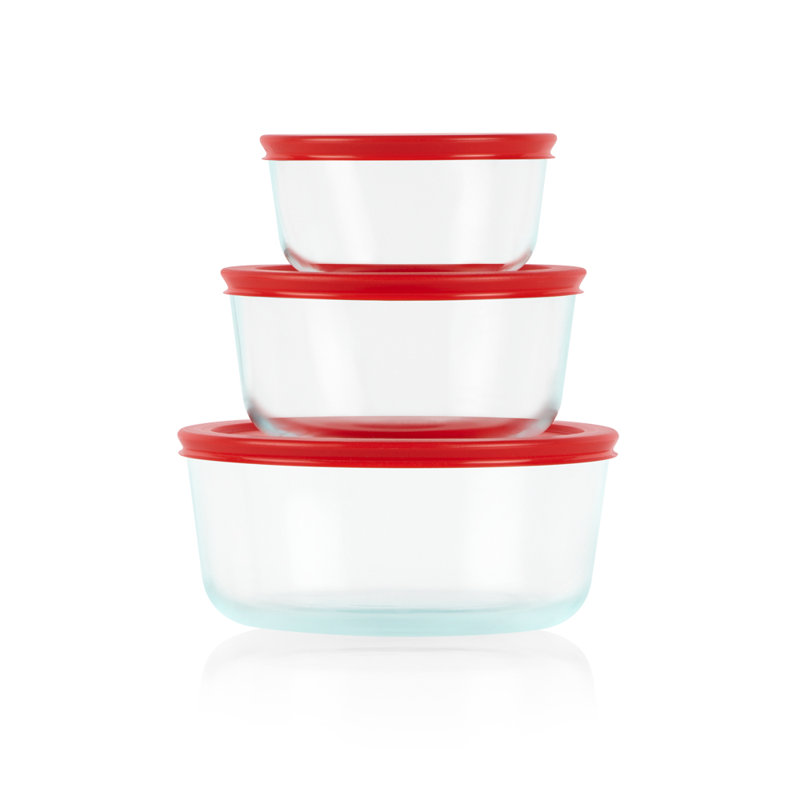 Radiant Red 3-Piece Glass Meal Prep Bowl Set with BPA-Free Lids