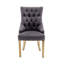 Chaise en velours capitonnée Dillmon avec pieds chromés dorés-844642132