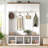 59''W Entryway Hall Tree with Bench and Storage, Farmhouse Wood-grain Accent 4-in-1 Hall Tree with Cabinets, Coat Racks and Hooks for Hallway, Entryway, living room and Mudroom-129607274