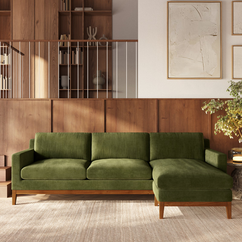 Zyon 105.5" Performance Fabric Reversible Chaise Sectional, Green