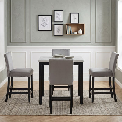 5-Piece Dining Table Set with Upholstered Chairs