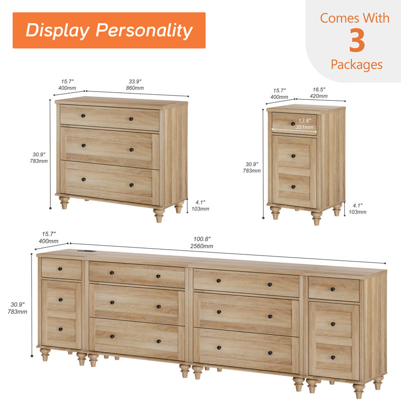 Scarlett 8 - Drawer Dresser, Oak/Oak