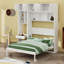 Lit escamotable avec bureau, armoire supérieure et tablettes de rangement, lit pliable peu encombrant-300780985-300780984