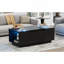 Table basse à DEL, centre de table moderne avec finition ultrabrillante et plateau en verre, table basse avec compartiment de rangement ouvert et 2 tiroirs cachés pour le salon-405382648