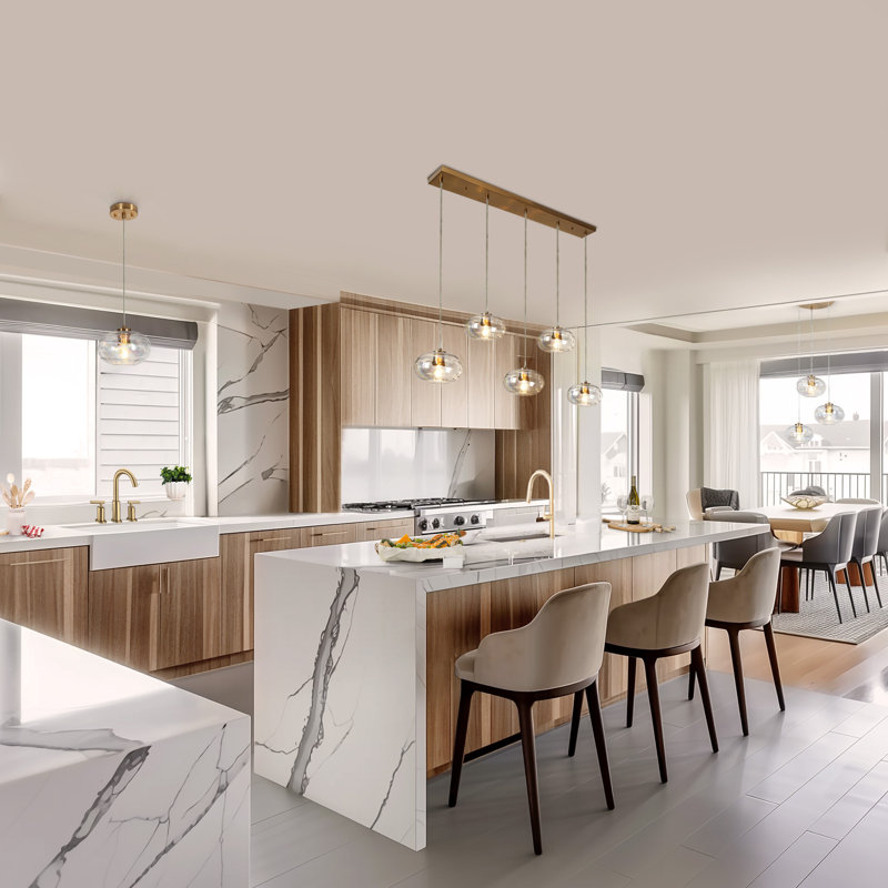 Willeford 5 - Light 52.4" W Oversized Kitchen Island Pendant with Iridescent Glass Accents