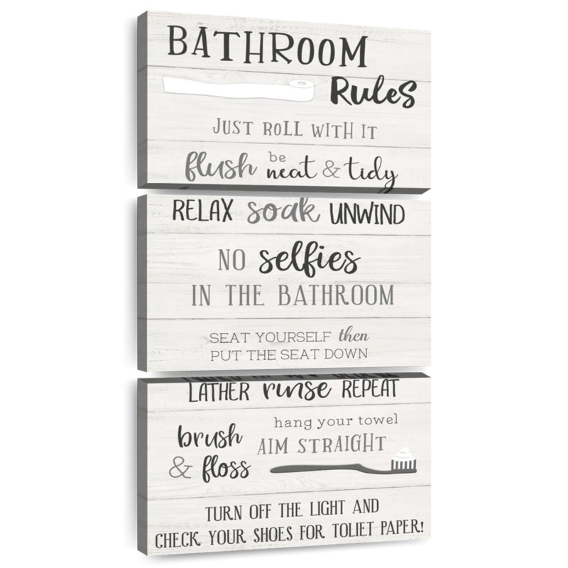 Bathroom Rules Just Roll With It, 27" H x 12" W