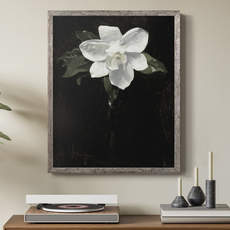 Impression florale vintage encadrée Cxx - bois massif, H 11 po x l 9 po