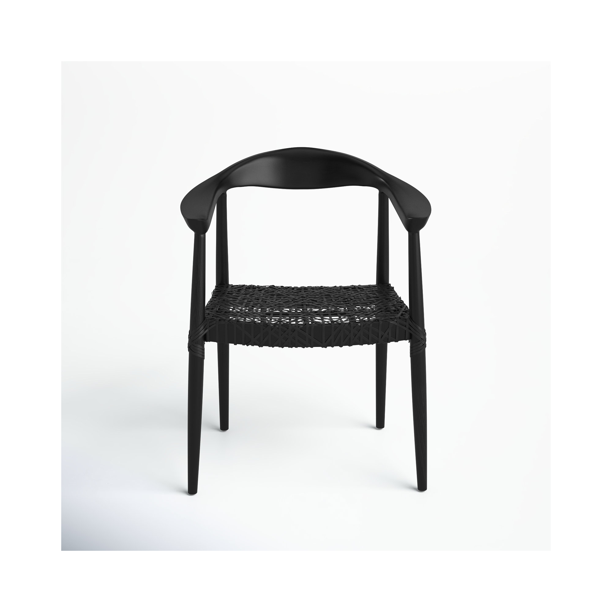 Kazbah Leather Dining Arm Chair, Black