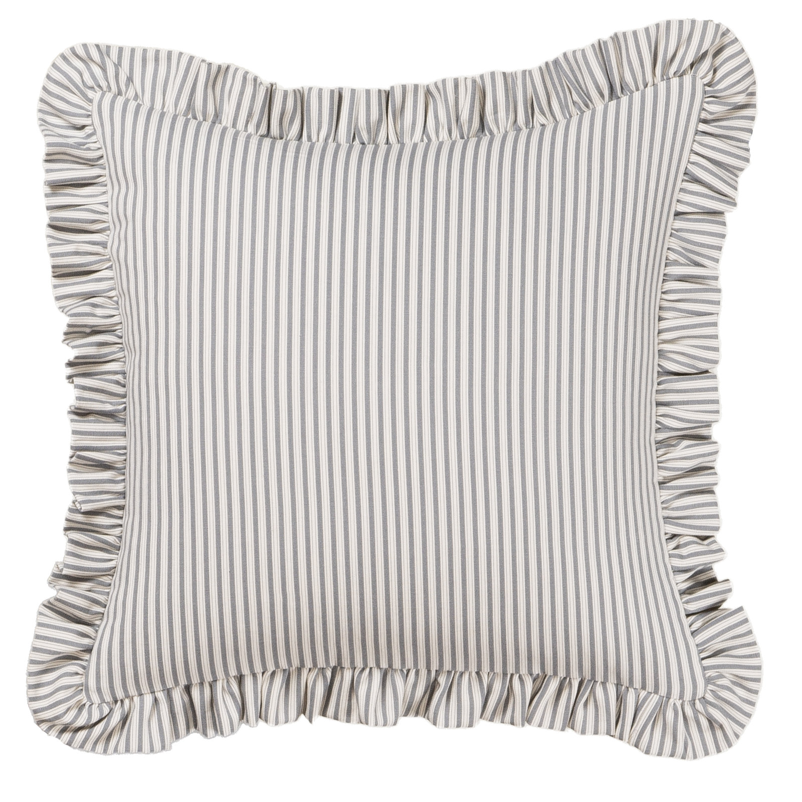 Birch Lane Polo Stripe Ruffled Accent Pillow, Polyester, Grey