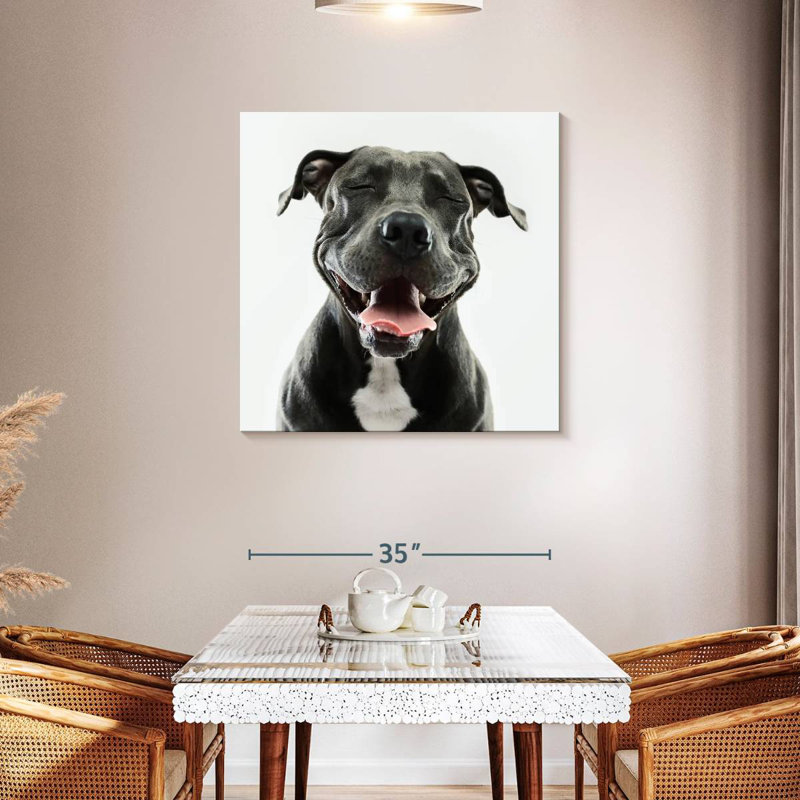 Brampt Smiling Black Pitbull, 36" H x 36" W