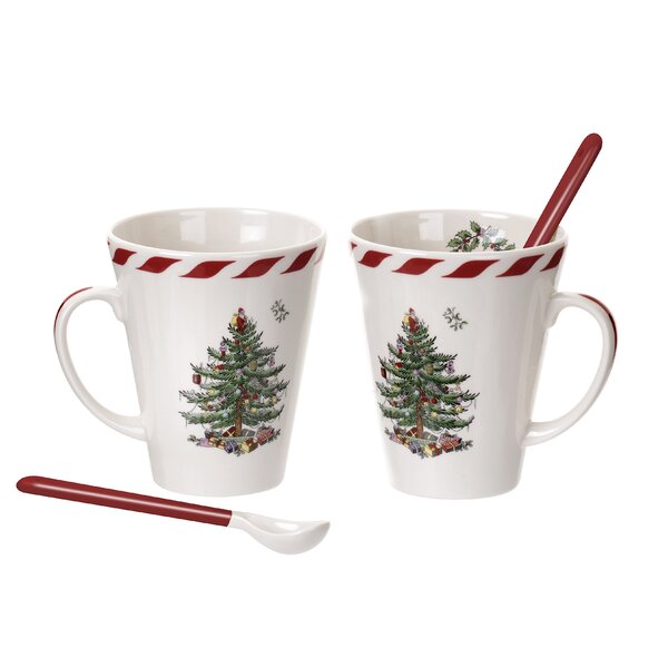 Polka Dot Santa Coffee Mug Large 20 oz Embossed Christmas Holiday Hand  Painted