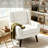 Jaqueze Upholstered Beige Linen Blend Tufted Wide Back Armchair with Solid Wood Legs-1410205033
