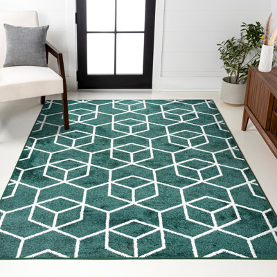 Tapis vert / blanc Mashawna
