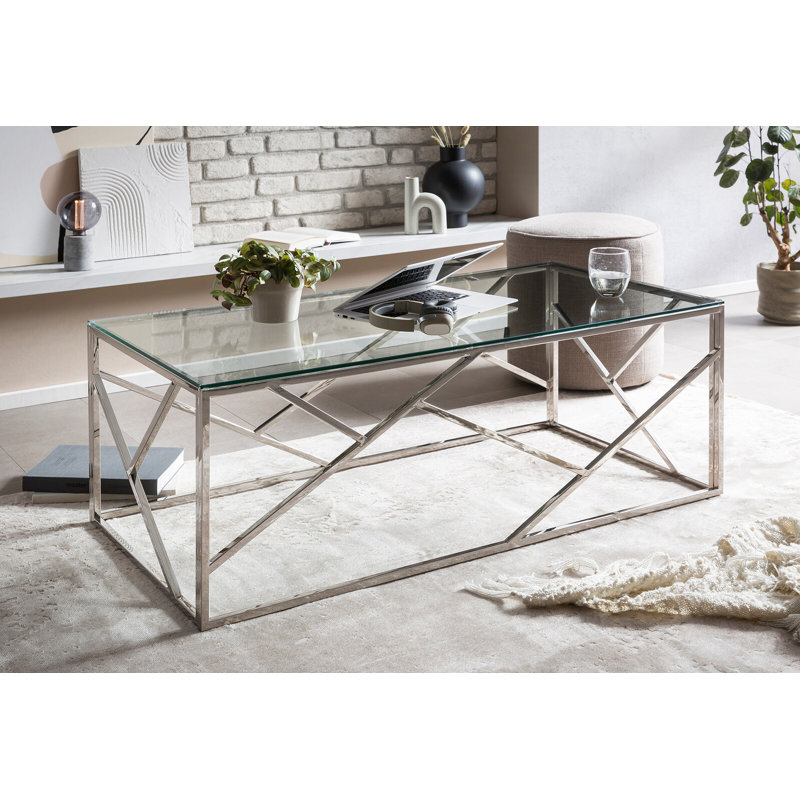 Byzantium coffee table, Transparent, Matt Brushed Nickel