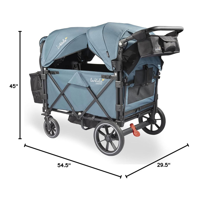 Caravan Quad Stroller, 4-Seater Wagon, 214 lb Capacity, Blue