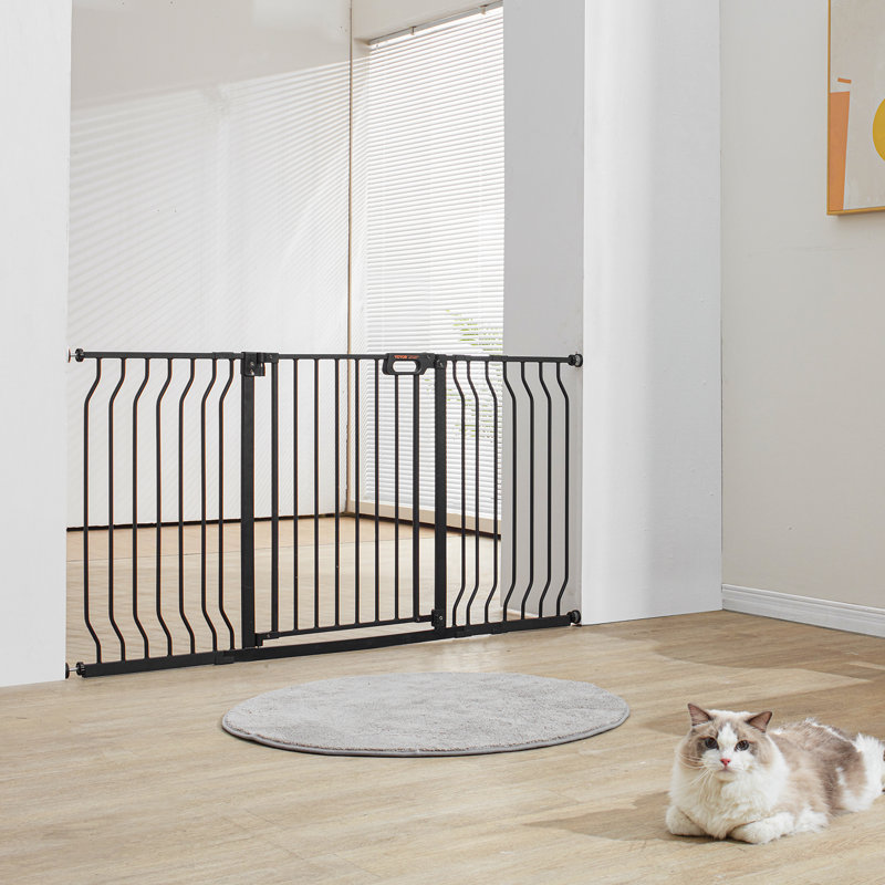 Metal Pressure Mounted Pet Gate, Black, 123cm W