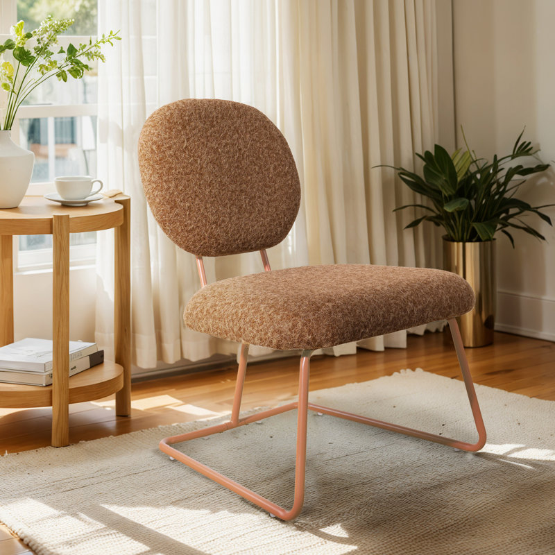 Striking Armless Accent Chair, Orange Polyester