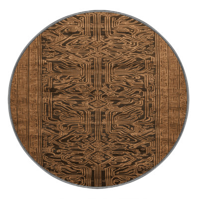 Machine Washable Art Deco Brown Area Rug
