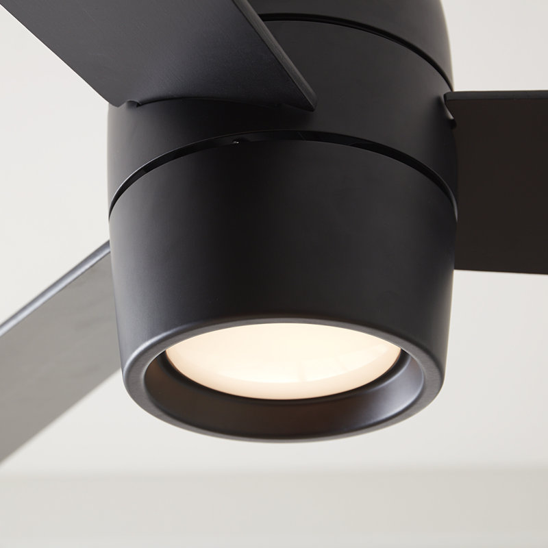 Alba LED Downrod Ceiling Fan, Midnight Black with Black Blades