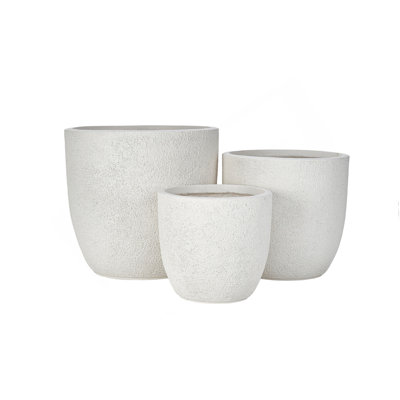 Ensemble de pots de fleurs d'extérieur légers et texturés mats de 3,16,9 po + 13,9 po + 11,22 po de diamètre et empilable en béton avec trous de drainage et bouchon en caoutchouc, parfait pour le jardin, la terrasse ou le balcon