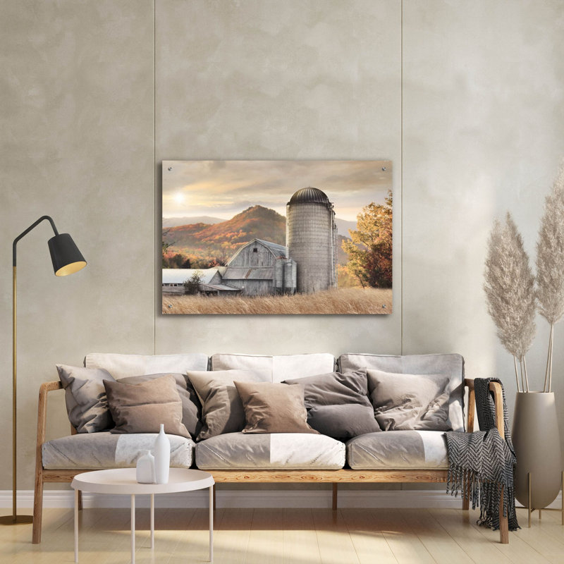 «Autumn At The Farm» par Lori Deiter, art mural en verre acrylique, H 24 po x l 36 po