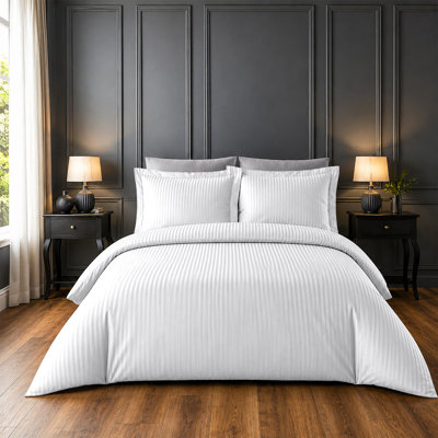 Microfiber Striped Duvet Cover Set with Pillowcases Included