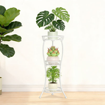 3-Tier Tall Metal Plant Stand For Indoor And Outdoor Use, Wrought Iron Corner Flower Pot Holder Shelf With Rust-Resistant Finish, Vertical Space-Saving Display Rack For Patio, Porch, Living Room, Or Garden