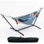 Hamac double pour 2 personnes avec support en acier, lit en coton 450 lb bleu océan-1422340184