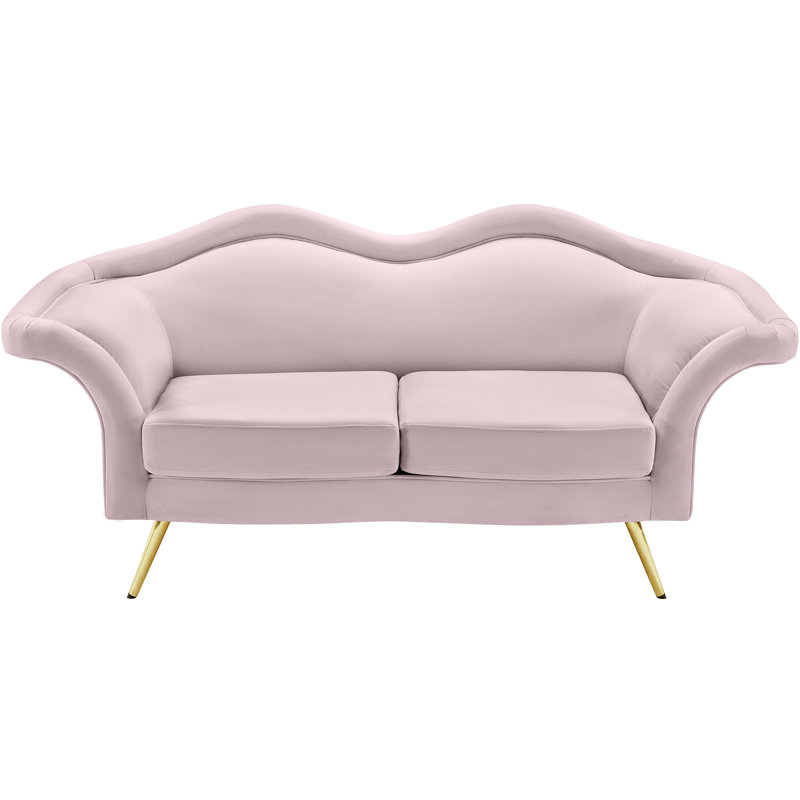 Fareedah 75'' Velvet Loveseat, Pink Velvet