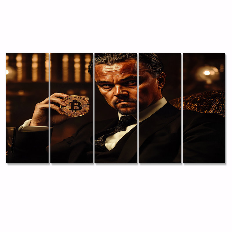 «Bitcoin Gentleman Wolf of Wall Street», ensemble d'art sur toile «Wolf of Wall Street», H 32 po x l 80 po
