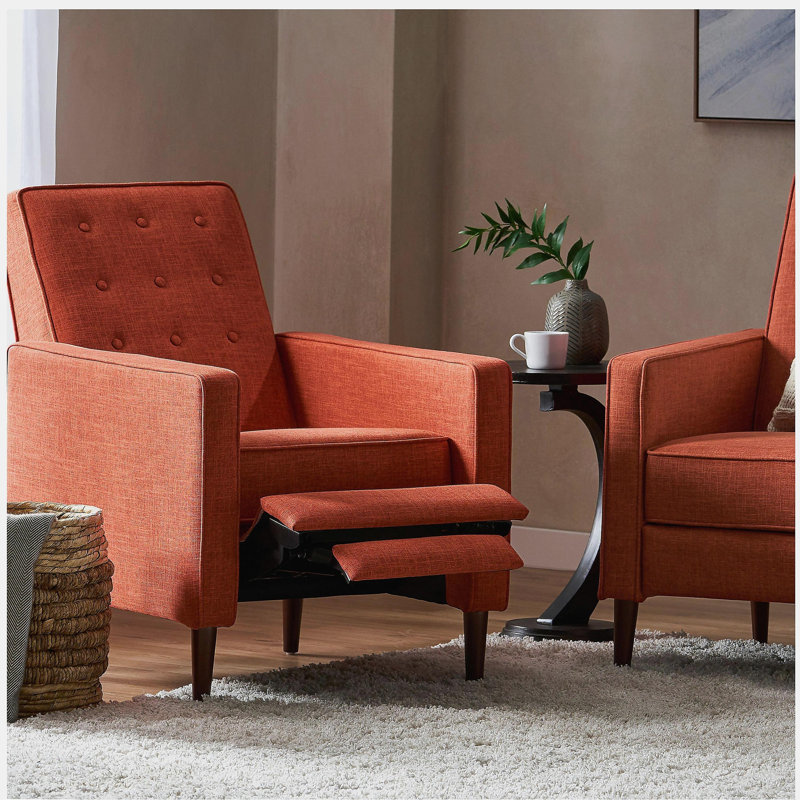 Canapé inclinable en tissu Mid-Century, Orange