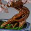 Genuine Rose Quartz Bonsai Tree in Square Ceramic Pot (11")