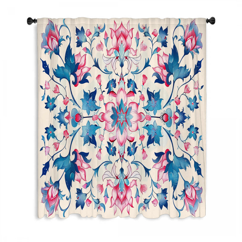 Rideaux à motif floral, occultation botanique et voilages - 1 panneau, L 50 po x L 84 po