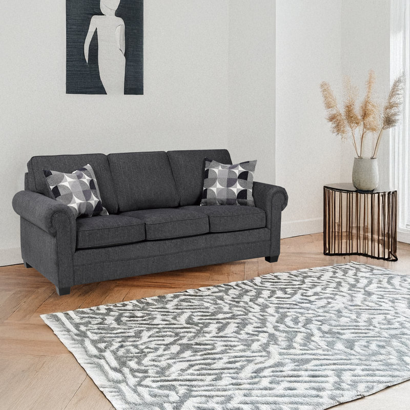 Belford Fabric Sofa, Gray, Gray, 38" H x 84" W x 39" D, 3