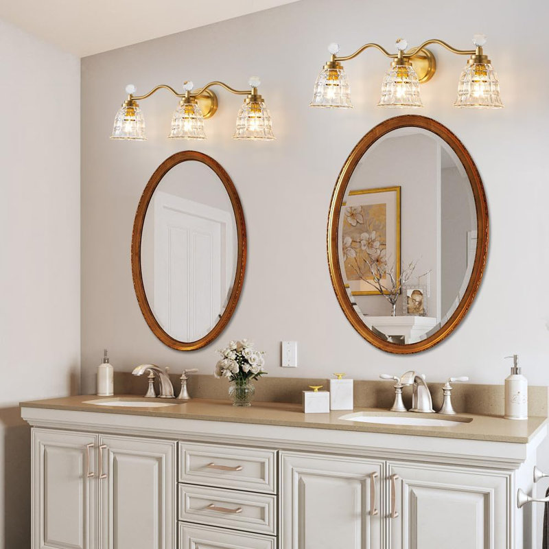 Luminaire de meuble-lavabo moderne avec abat-jour en cristal, applique murale à 3 lumières DEL à intensité variable pour salle de bain, miroir et salle d'eau