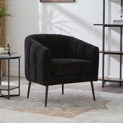 Chenille Fabric Accent Chair with Metal Legs
