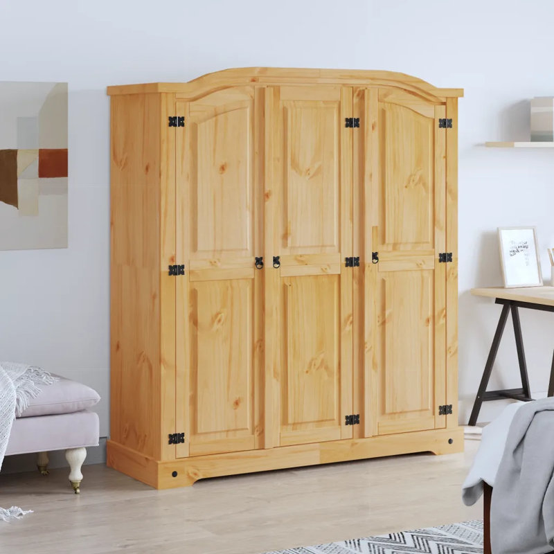 Lonepine 3 Door Solid Wood Wardrobe, White