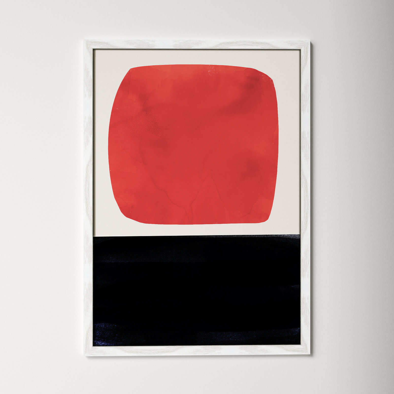 Boxed-Red by Aoibhne Hogan, White Wood Grain Paper, 35.5" H x 25.5" W x 0.75" D