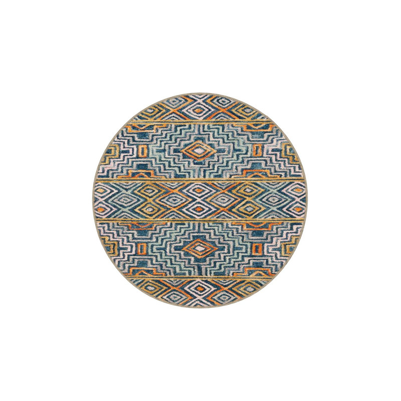Tapis lavable à motifs géométriques modernes Modern, Sous-tapis rond 3 pi 3 po inclus