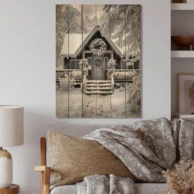 Beverie Cottage Charm in Winter sur impression sur bois