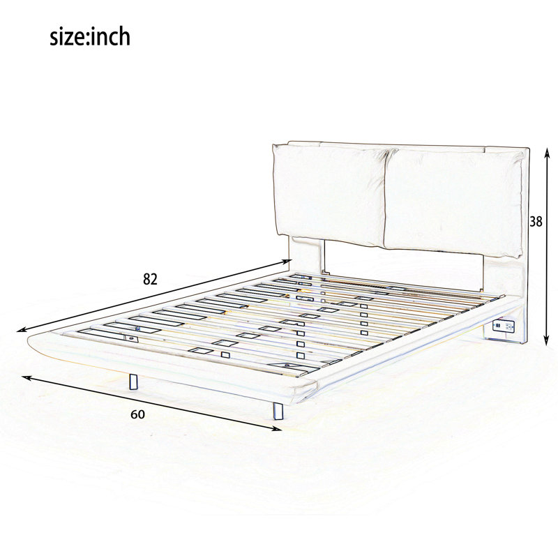 Breisha Upholstered Platform Bed, Queen, Gray